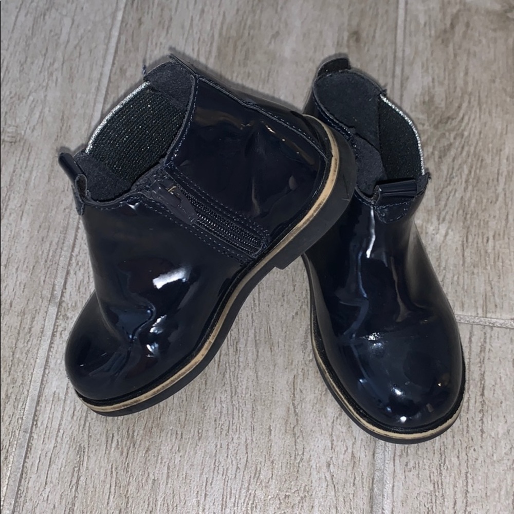 Patent leather booties